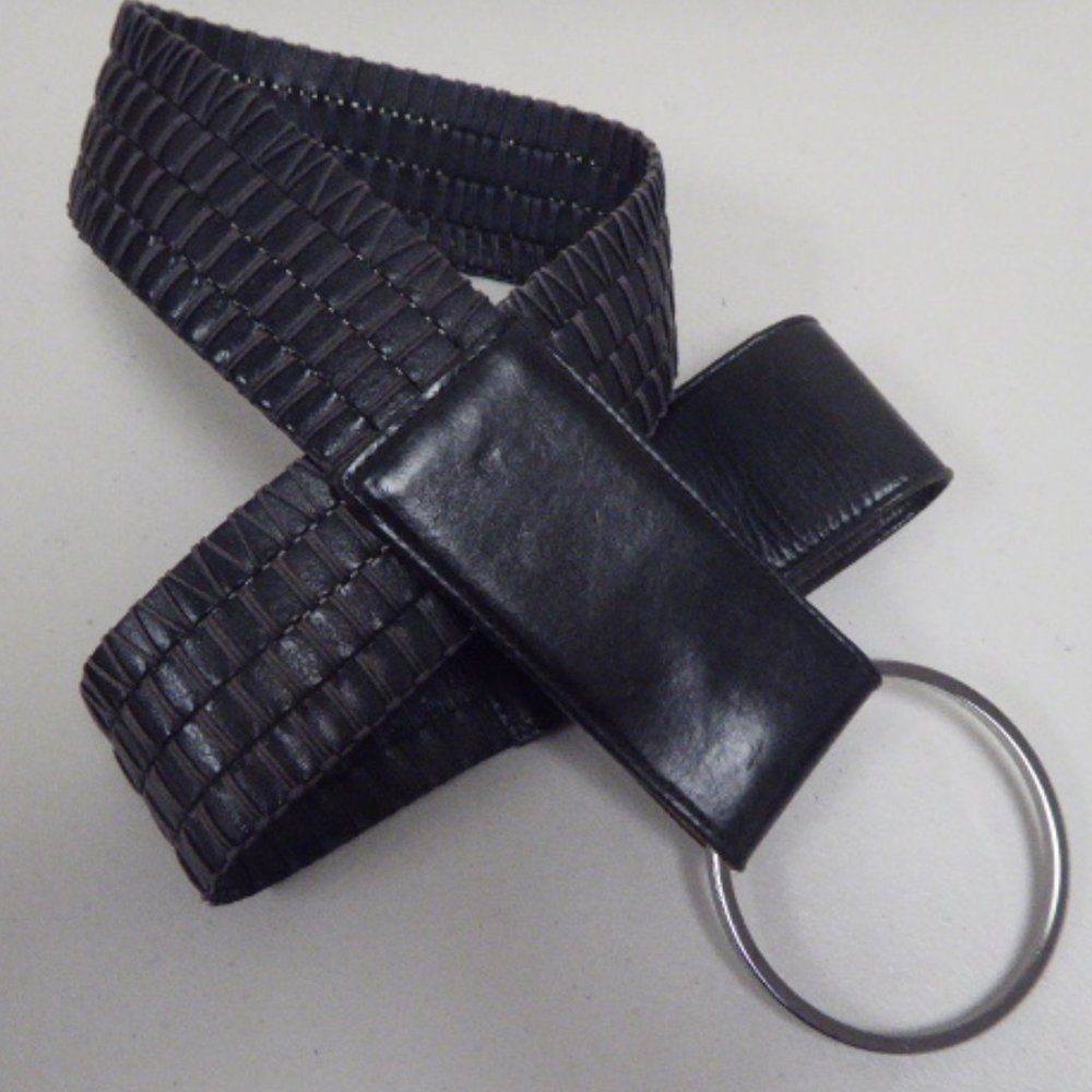 Worth black leather wide belt P 32 -36 stretch